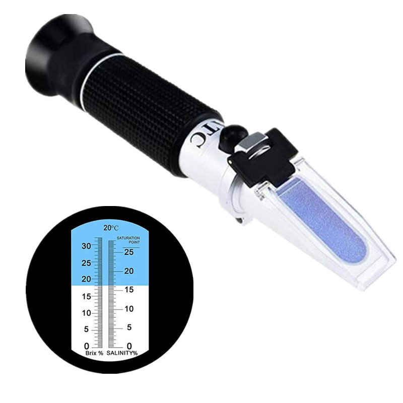 Refractometer Salinity - 0–32 % Zucker, 0–28 % Salz,