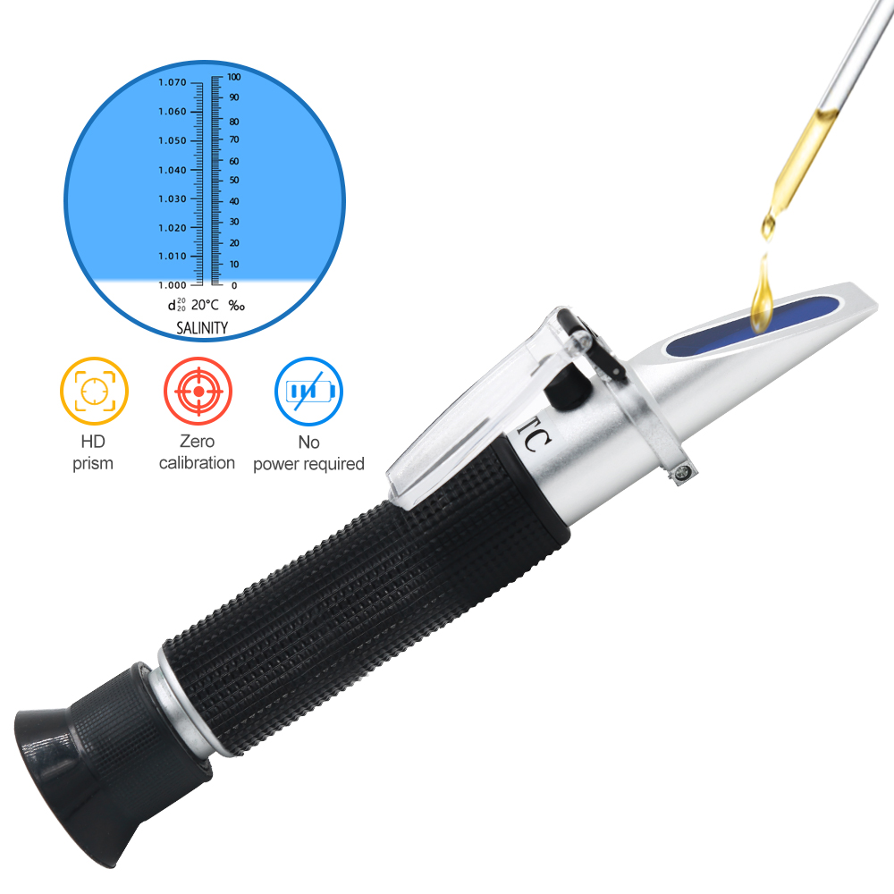 Refractometer Salinity - Handheld Salzgehalt Refraktometer 0-100% Salinometer 1.000-1.070SG