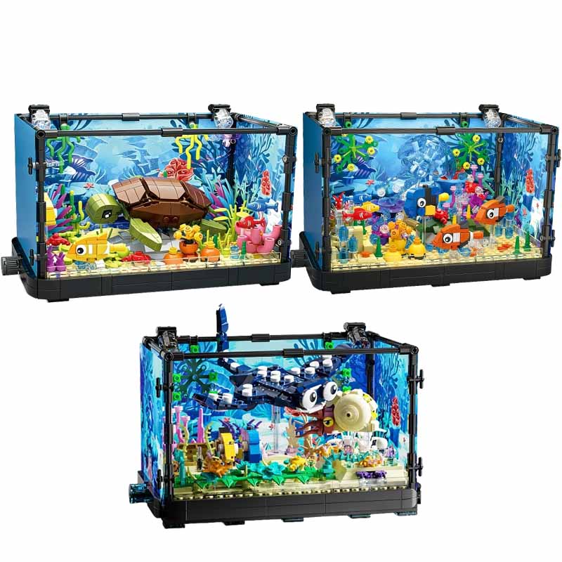 Marine Aquarium & Regional Centre - Aquarium-Baustein-Set mit Licht, Aquarium, Meeresschildkröte, Baustein-Spielzeug