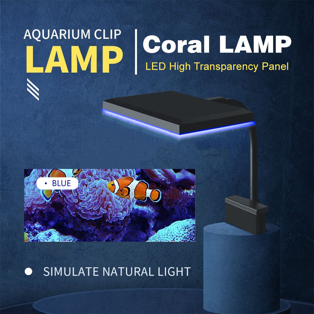 Aquarium Blue Marine Reef - ASJD-07 LED-Aquarium-Clip-On-Leuchte 8W Blau-Weiß-Korallenlampe simuliert natürliches